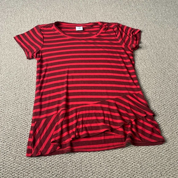 Cabi Womens Tee Shirt Size Small Red Striped Short Sleeves Sweet Talk 3631 - Picture 2 of 12